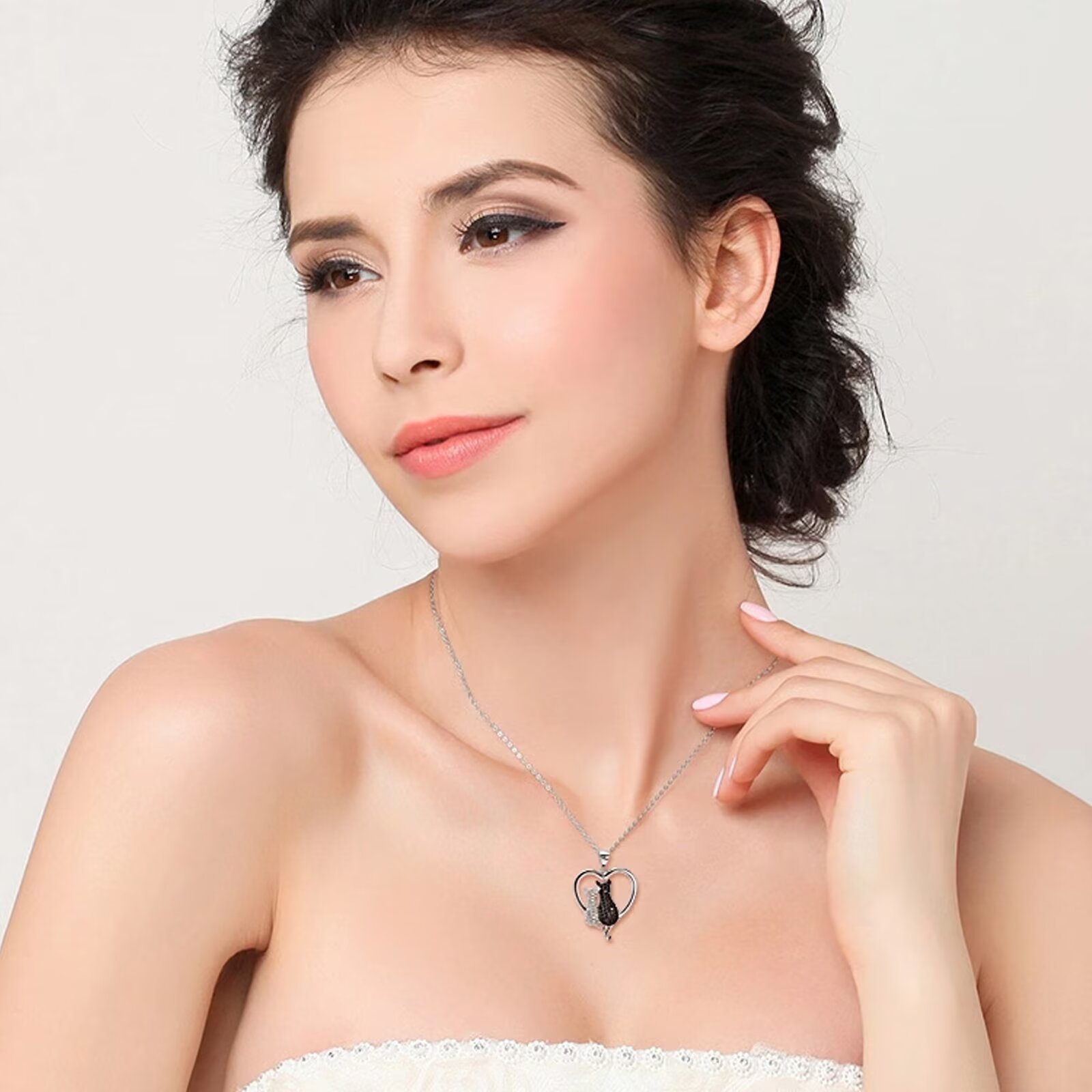Cat Necklace 925 Sterling Silver Zirconia for Women